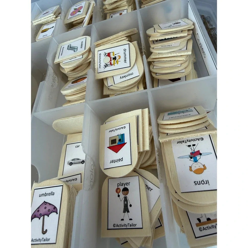 Speech Therapy PECS Tiles Wooden‎ Educational Set ActivityTailor Communication